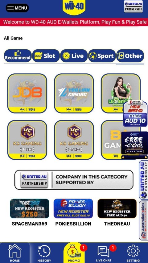 Select favourite games from top providers in WD-40 app