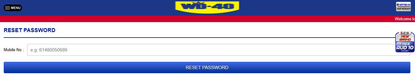 Reset your password using mobile number at WD-40