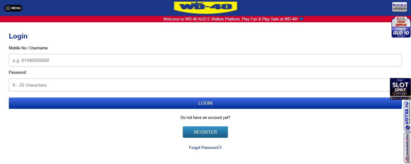 Login to WD-40 platform with mobile number and password